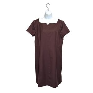 Talbots Luxe Italian Stretch Flannel Sheath Dress NWT Women's 14P Burgundy Wool